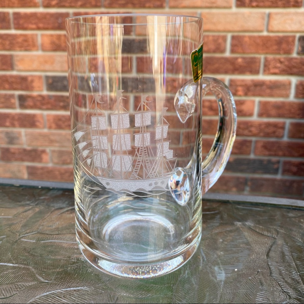 Lausitzer Glas Crystal Etched Sailboat Glass